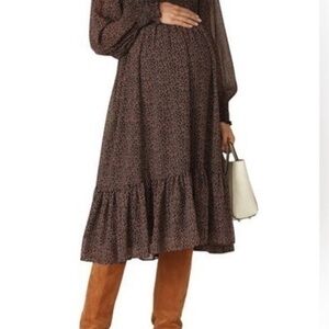 Hatch Lana prairie maternity dress 0 xs black/brown